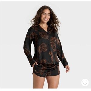 Target Auden Luxury Collection Tiger Print Satin Women's Sleepwear Set